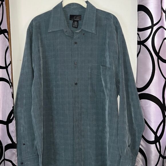 J.Ferrar long sleeve, checked button down shirt, size large - Picture 1 of 11